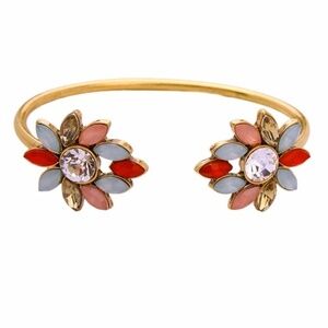 Blue Pink Floral Bangle Bracelet